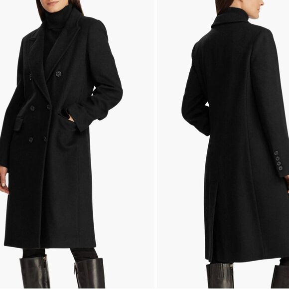 Lauren Ralph Lauren Jackets & Blazers - Lauren Ralph Lauren Double Breasted Wool Blend Black Coat Women’s Size 14